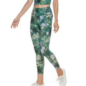 3/$10 Calvin Klein Green and Purple Leggings with Artistic Pattern